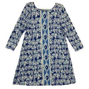 Lilly Pulitzer Ophelia Dress L Get Trunky Elephant Blue